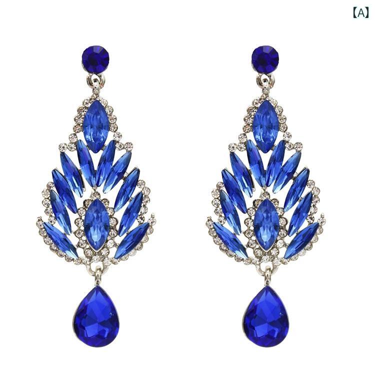 ピアス 民族風 ボヘミアン エスニック ウォータードロップ タッセル イヤリング ファッション ラインストーン シンプル アクセサリー ジュエリー