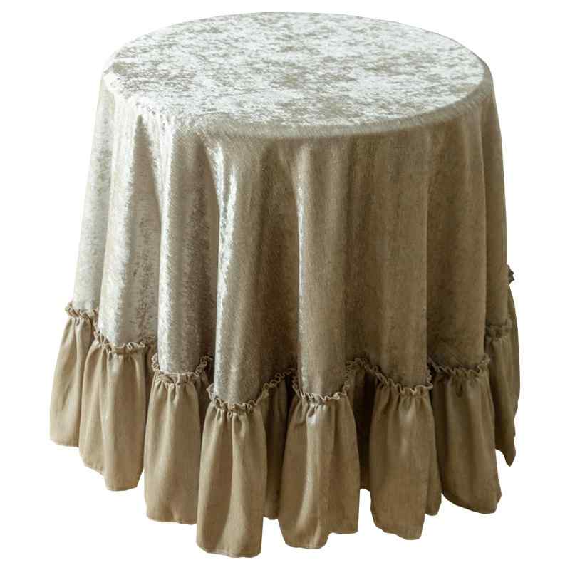 ラウンドテーブルクロス テーブルクロス テーブルカバー ダイニングテーブルクロス レトロ 起毛 フリル..