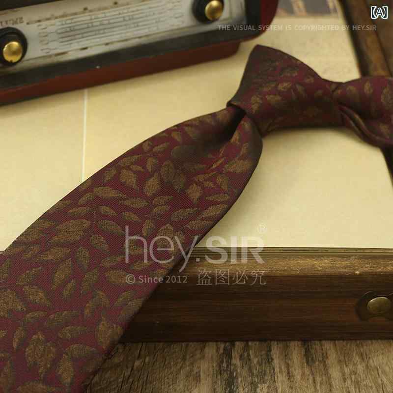 メンズ ネクタイ 韓国 8cm フォーマル ビジネス カジュアル 英国風 レトロ ダークレッド 小花 カシュー..