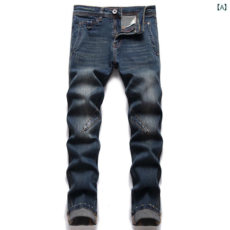 メンズ ジーンズ ジーパン デニム レトロ カジュアル おしゃれ 個性 パンツ ストリートファッション ボトムス ズボン ロングパンツ 韓国