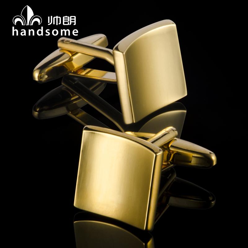 カフス ボタン スーツ アクセサリー おしゃれ 金属 カフス 正方形 湾曲 エレガント メンズビジネス ゴールデン ビッグ