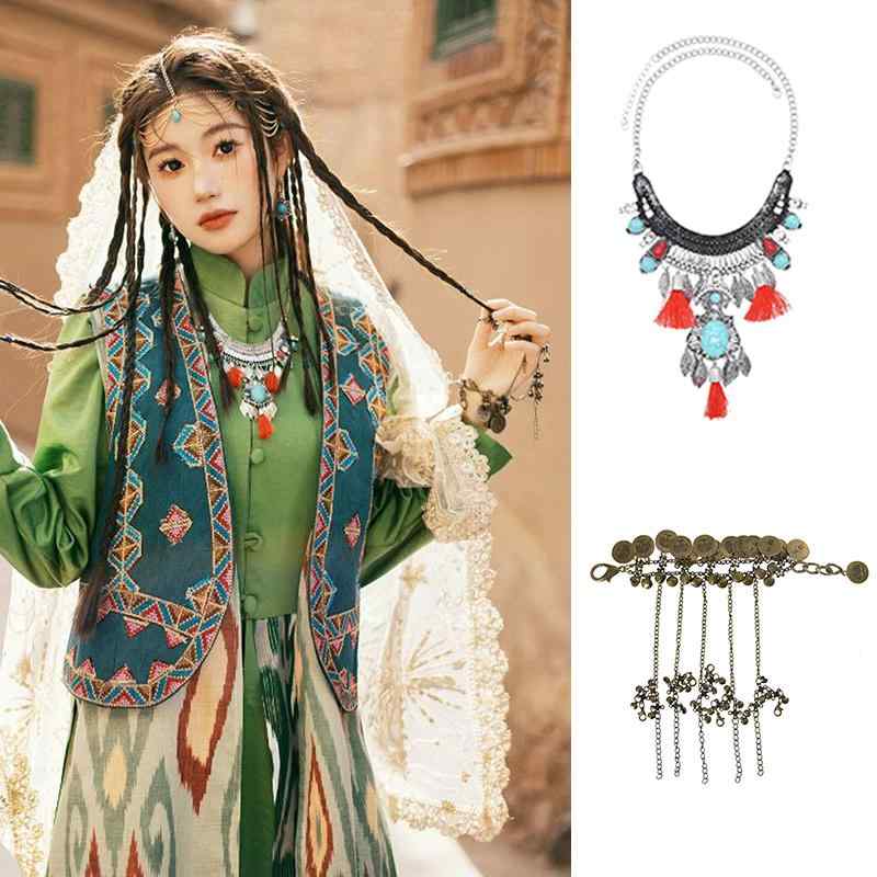 チャイナ風 ネックレス フェアリー ベル ブレスレット ウイグル エスニック タッセル ジュエリー フォト アクセサリー
