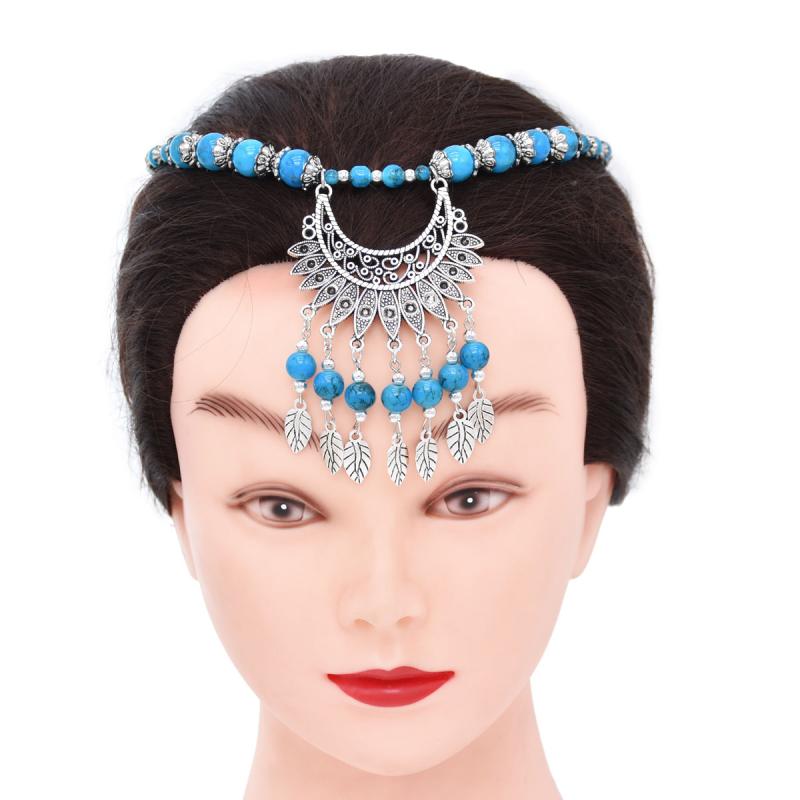 ヘア アクセサリー ヘッド ドレス 額 チェーン レトロ エスニック 少数 民族 エキゾチック タッセル ヘッド ドレス 眉毛 ペンダント