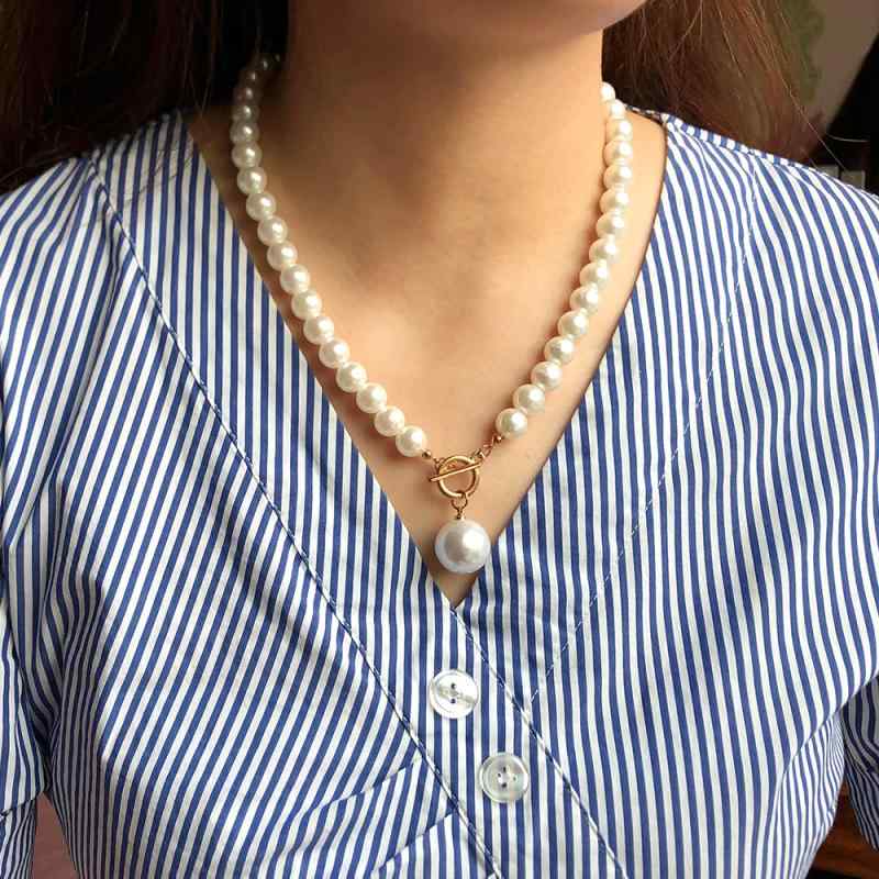 ネックレス パール チョーカー ネックレス レディース フレンチ シンプル ファッション OT バックル 鎖..