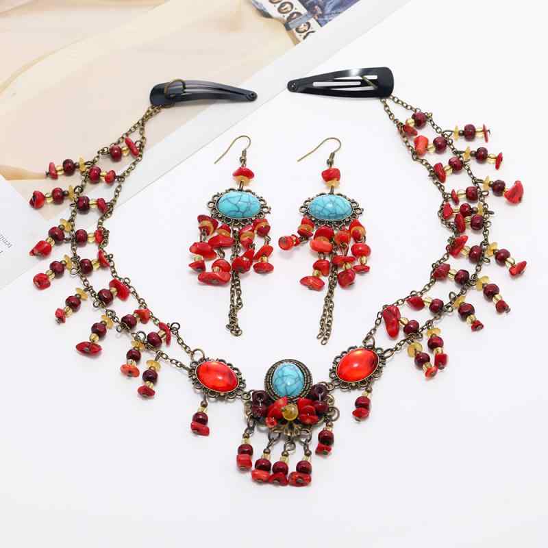 ヘッド ドレス 額 チェーン ヘッド バンド ヘア アクセサリー 眉毛 ペンダント ロング タッセル イヤリ..