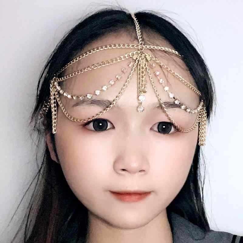 ヘッド ドレス 額飾り レトロ 衣装 韓服 タッセル ヘア アクセサリー ブライダル 帽子 ゴールデン ヘア バンド 義 烏 ジュエリー ジュエリー