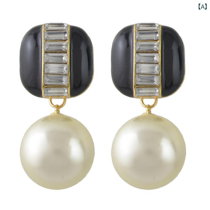 ピアス イヤリング レトロ ヘボン大 珠 ペンダント アメリカ フェミニン アクセサリー