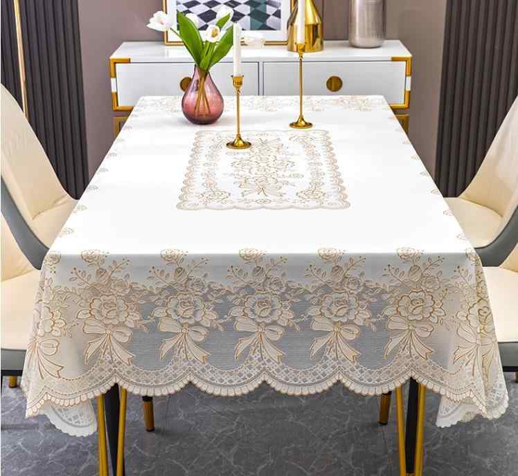 テーブルクロス テーブルカバー ダイニングテーブルクロス 防水 耐油 長方形 洗濯不要 北欧 滑りにくい PVC レース おしゃれ
