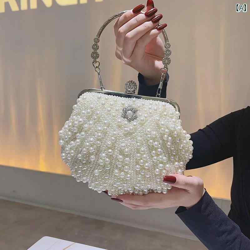 宴会手提包 - 新 シェル パール バッグ Xiaohongshuの レディース バッグ お姫様 白 板小さめ バッグ 有名 暖かい バッグ