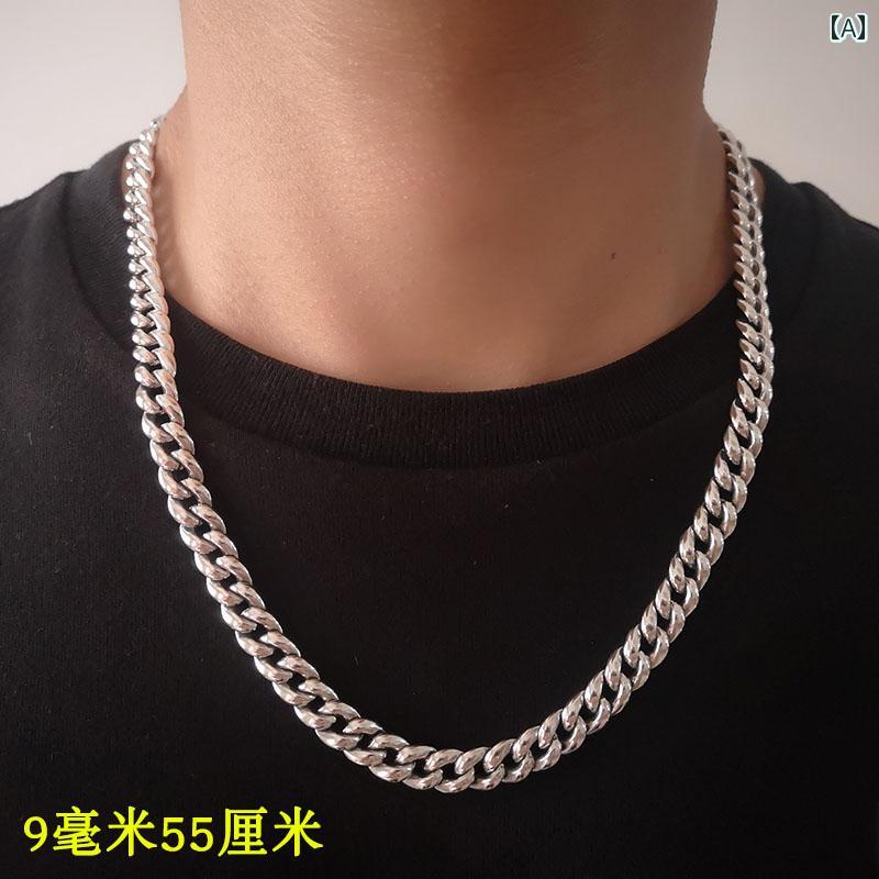 ネックレス スターリング シルバー 6文字 インダストリアル メンズ オートバイ レトロ タイ シルバー アメリカ ヒップ ホップ キューバ チェーン