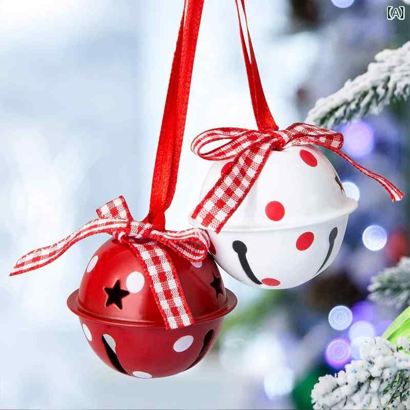 Christmas Goods - クリスマス 装飾 カラフル ベル ペンダント クリスマスツリー アクセサリー オーナメント 赤 白 鈴 玉 鉄 ぶら下げ 飾り ガーランド 丸球