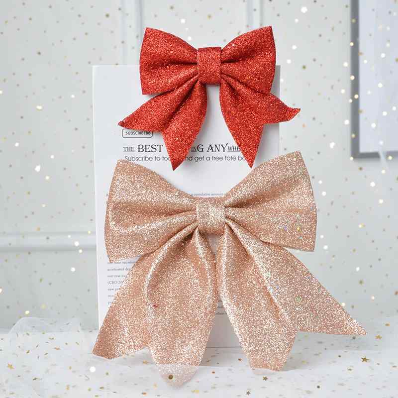 クリスマス オーナメント 光沢 美しい リボン 装飾 ギフト 立体 モデリング 壁 クリスマスツリー オーナメント ガーランド アクセサリー 飾り 赤 ゴールド