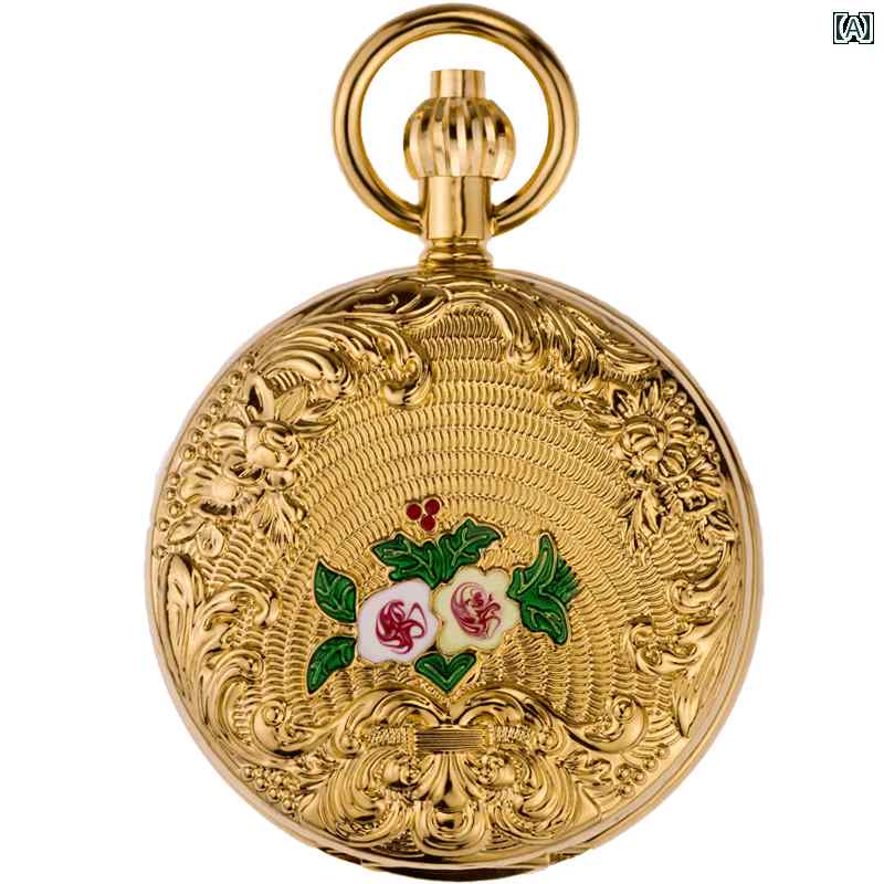 懐中時計 吊り時計 金属 銅 椿 自動 機械式 レトロ レディース クラシック レトロ フリップ 柄 ナース ハンギング ウォッチ アンティーク