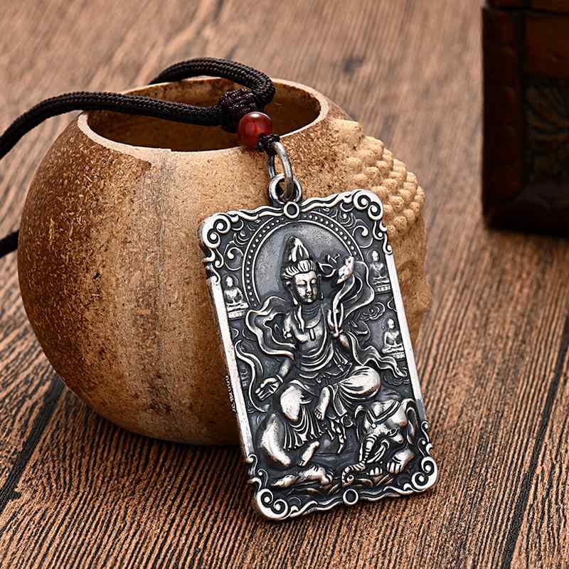 ペンダント ネイティブ 仏陀 スターリング シルバー 普賢 菩薩 龍 蛇 守護聖 実心 メンズ タイ シルバーネックレス