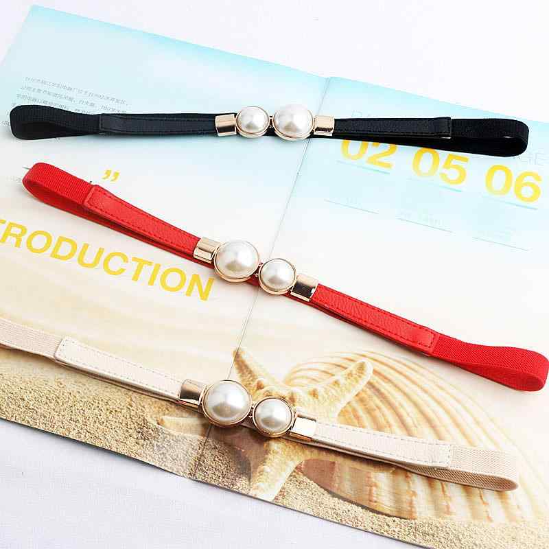 ベルト レディース おしゃれ パール 細ベルト レディース ファッション 装飾 ドレス シンプル ストレッチ ウエスト チェーン スリム ガードル セーター スカート