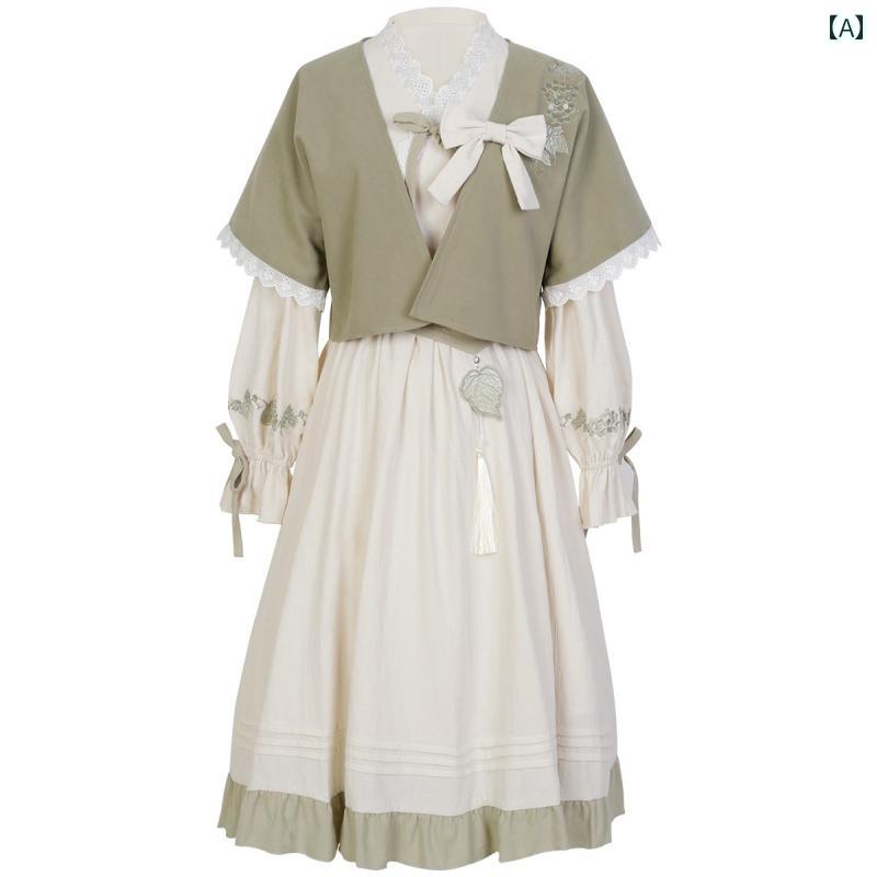 ロリータ ドレス コスチューム プリンセス Aライン ヴィクトリアン 調 お姫様 おぎ話 リボン フリル 装飾 ファッション ドール チャイナ風