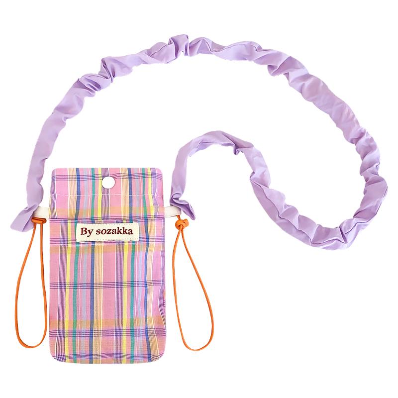 バッグ 韓国 チェック 携帯電話 バッグ レディース カジュアル かわいい ミニショルダー クロス ボディバッグ パステルカラー(4.0)
