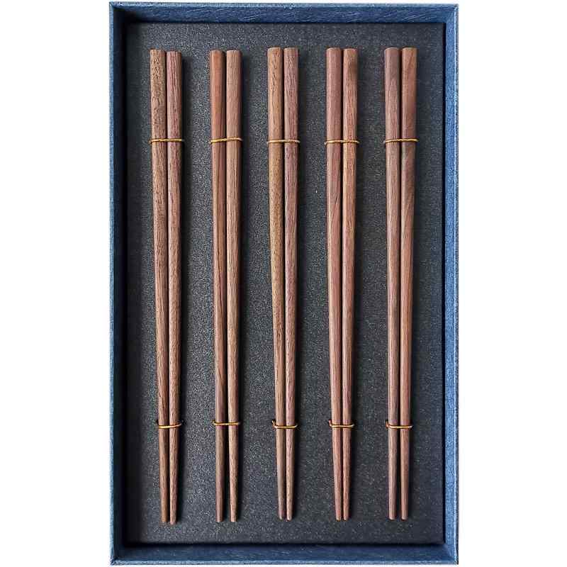 黒 クルミ 箸 家庭 無垢材 塗装無 ワックス 木 ファーストフード 食器 5組 10組 225cm キッチン