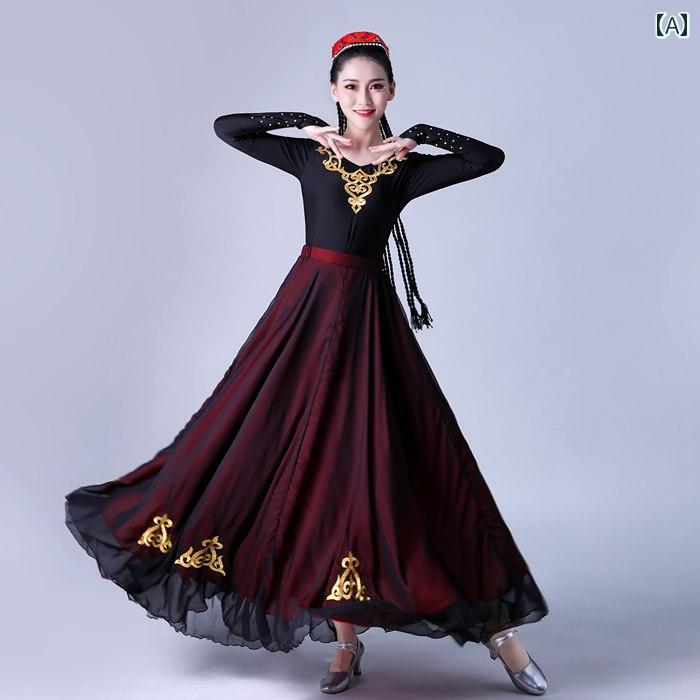 ダンス スカート スイング スカート 練習 パフォーマンス 衣装 民族 衣装 レディース 民族舞踊 伝統 エスニック フレア 大きめサイズ