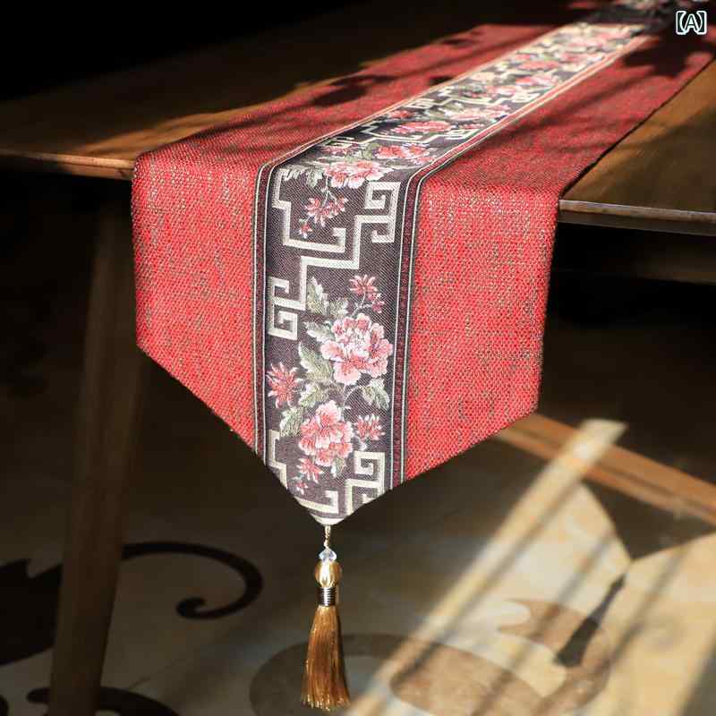 テーブルクロス テーブルランナー 中国風 レッド コットンリネン テーブル 瞑想 ティーテーブル モダン お祝い 装飾 生地