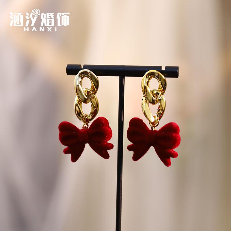 ピアス ウェディング アクセサリー レッド ファッション イヤリング ライト リボン イヤリング レディース 結婚式 婚約 ブライダル イヤリング