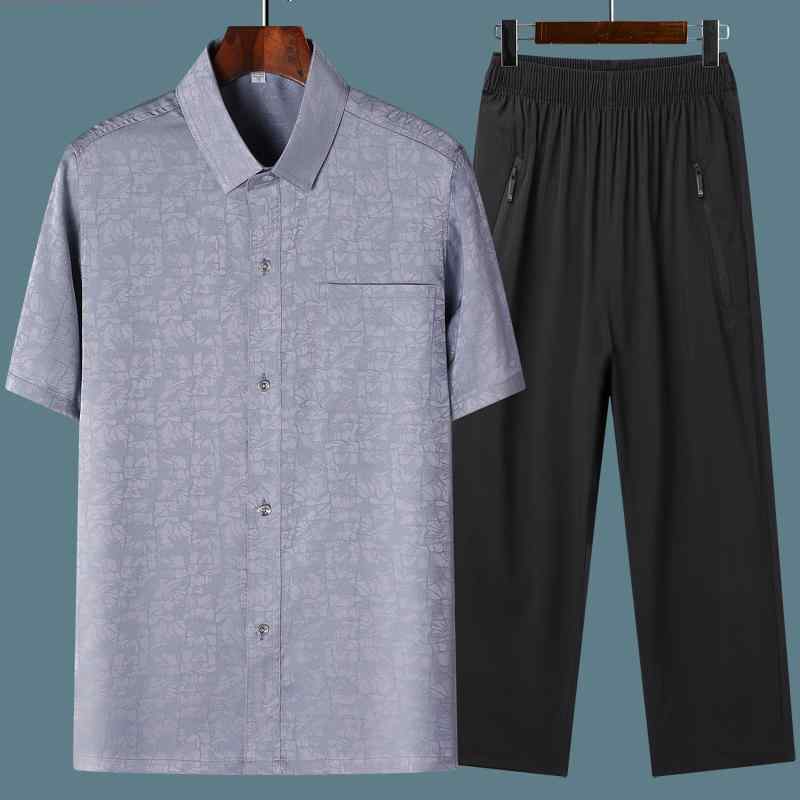 メンズスーツ スーツ 夏スーツ 半袖 ウエストゴム ゆったり 旅行 アウトドア ギフト 中国風 メンズファッション