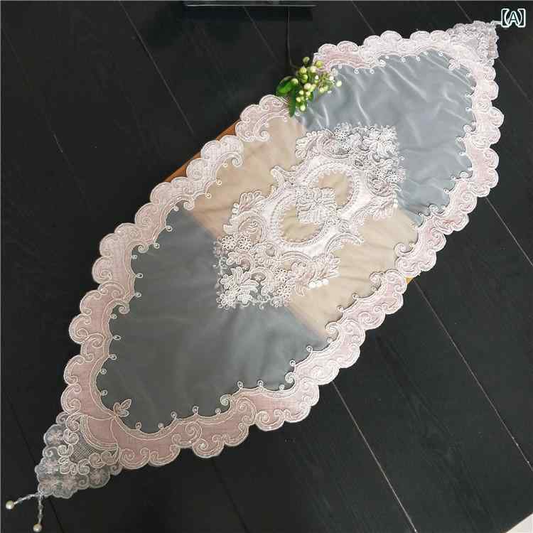 ヨーロッパ レース ビーズ テーブル フラグ テーブルクロス ベッドサイドキャビネット チェスト ドレッ..