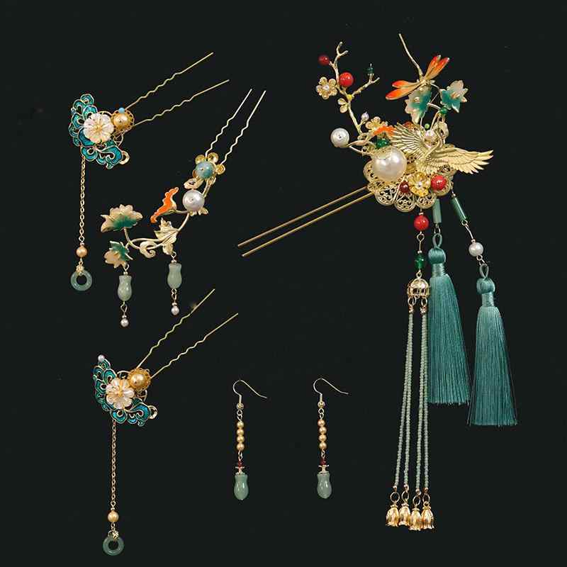 ヘア アクセサリー 中国風 チャイナドレス ヘアピン 花嫁 ウェディング アクセサリー ヘアメイク 写真..