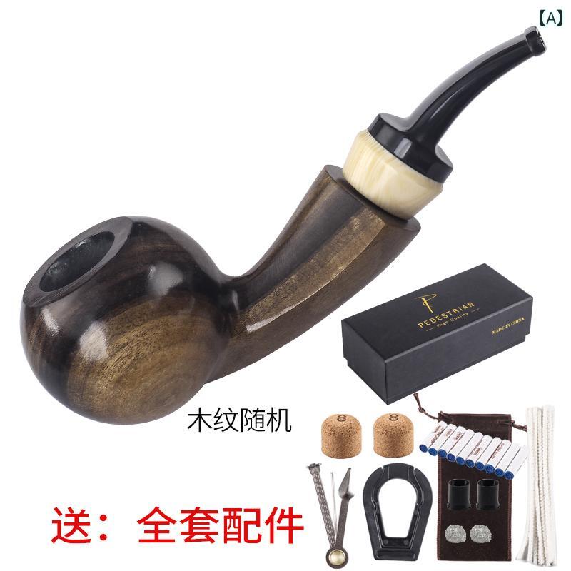 喫煙パイプ キセル ブライヤーパイプ タバコ パイプ 葉巻 レトロ メンズ おしゃれ ポータブル フルセット 昔がら 無垢材 大きめサイズ 滑らか