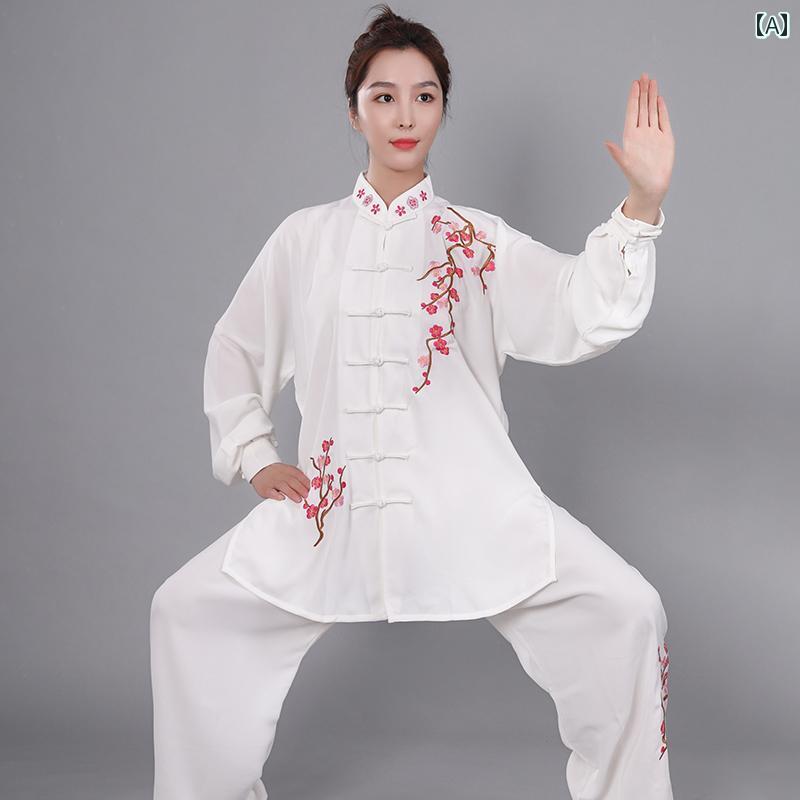 セキュアデポのカンフー服 太極拳 体操 スポーツウェア トレーニングウェア 中国 練習 競技 パフォーマンス エレガント メンズ レディース｜アングル2