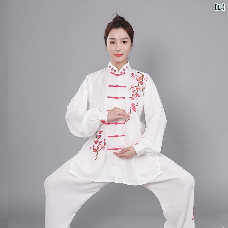 セキュアデポのカンフー服 太極拳 体操 スポーツウェア トレーニングウェア 中国 練習 競技 パフォーマンス エレガント メンズ レディース｜アングル3