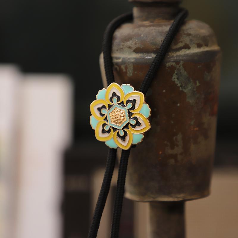 ループタイ カジュアル さわやか レトロ オイル ボロタイ メンズ ライト イエロー ブルー カレッジ レ..