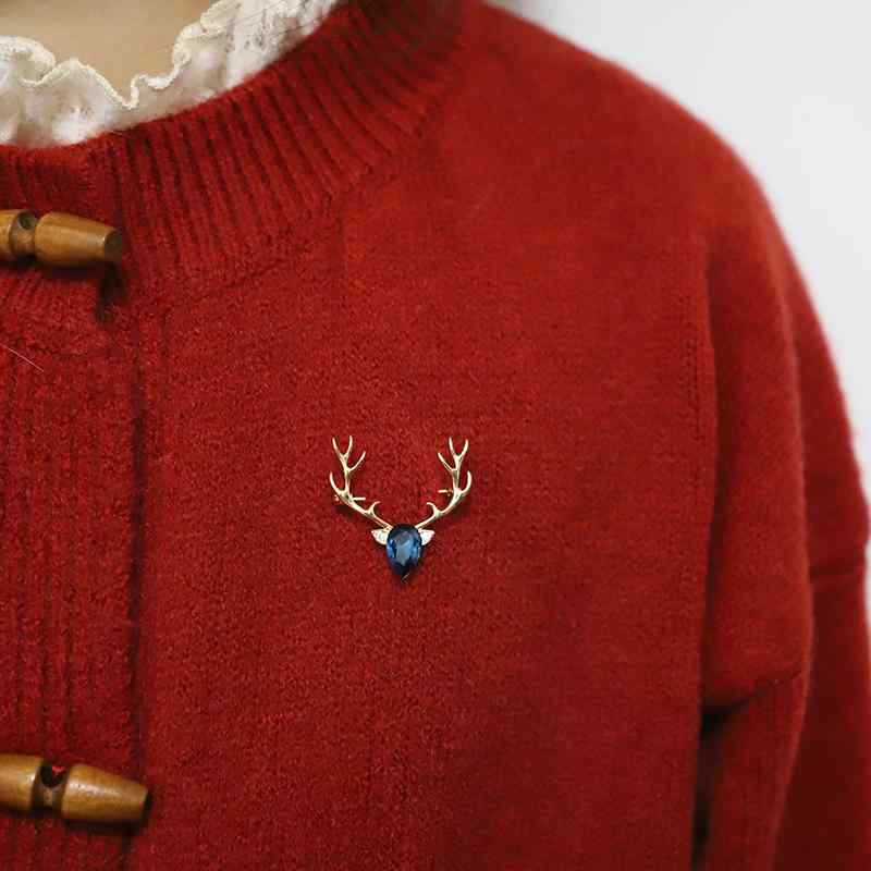 ブローチ おしゃれ 大人 かわいい 胸飾り レトロ 韓国 ブルー フェイク 枝角 レディース セーター カーディガン 襟ピン