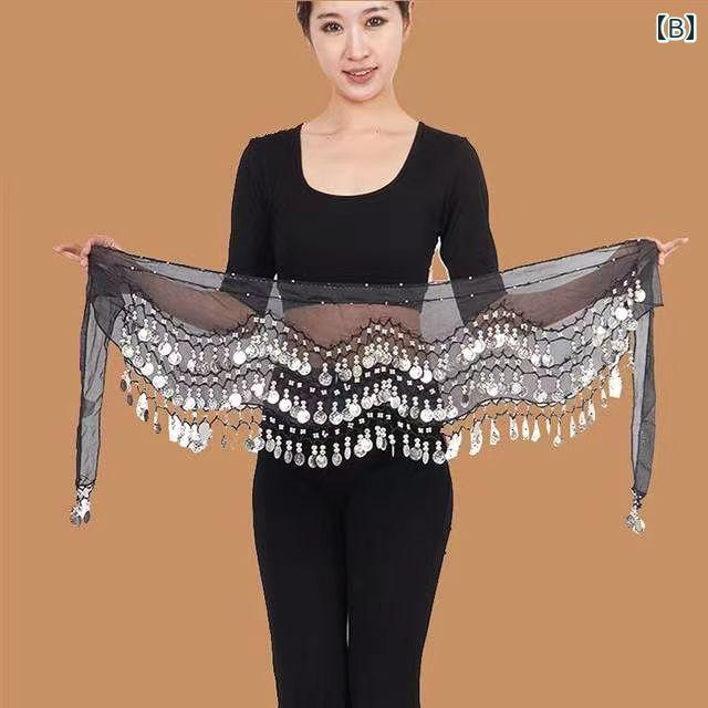 ウエスト チェーン ベリーダンス 銀貨 インディアンダンス ヒップ スカーフ ガード...