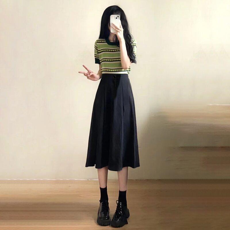 Tシャツ スカート トップス ボトムス セット レディース カジュアル 夏 半袖 ショート ストライプ おしゃれ ファッション