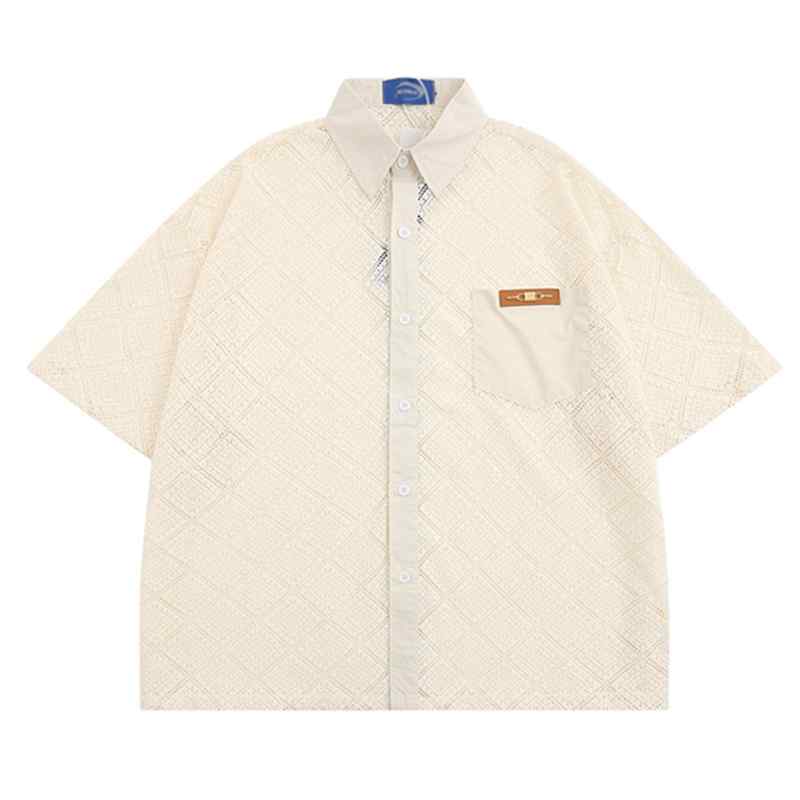 夏 半袖 ポロシャツ メンズ カラー ジャケット 個性 レトロ ゆったり 薄手 夏服 レジャー シンプル おしゃれ