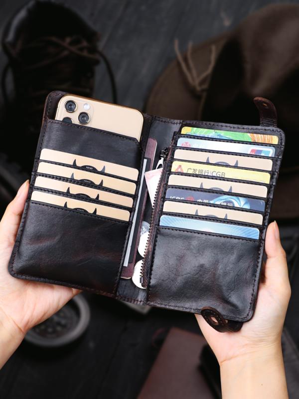 U, 吉 - カードケース 財布 小物入れ コイン 名刺 カード スマホ ソフトレザー 革 牛革 シンプル 多 ビジネス ユニセックス