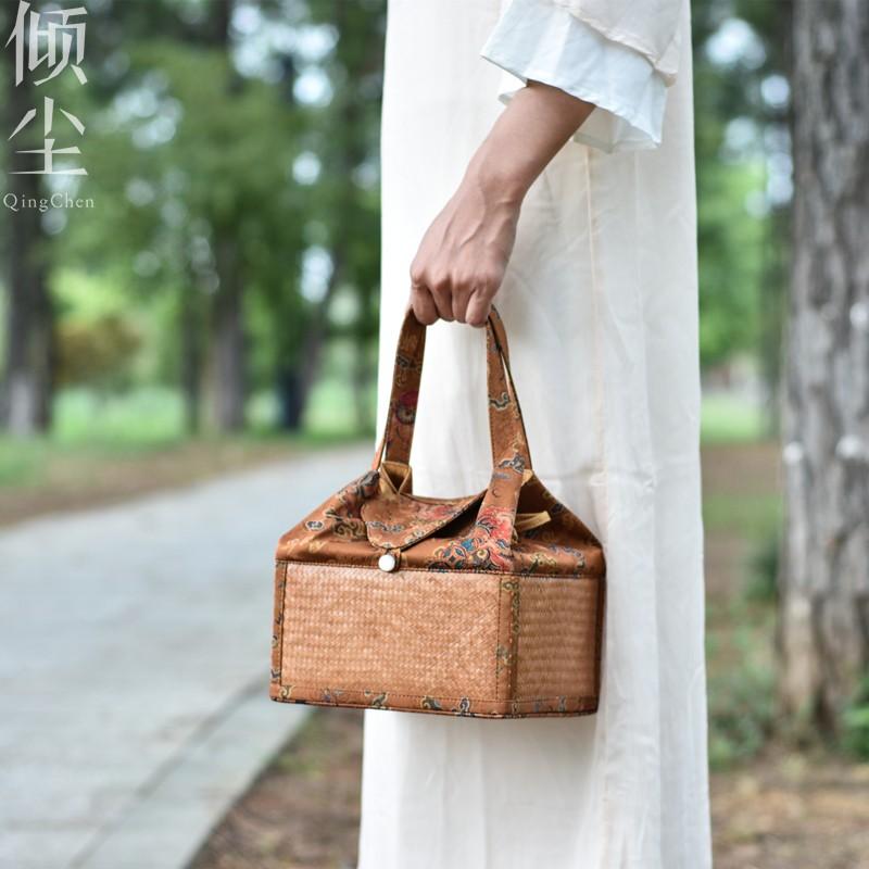 茶道具 竹か バッグ バスケット ボックス 収納 雑貨 小物 小さめ 配膳品 テーブルセンター 道具 レトロ