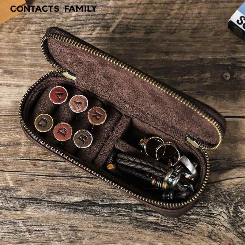 レトロ 収納 ボックス ポータブル ダブルジッパー 紳士 ボタン ブレスレット リングバッグ アクセサリーケース 小物ケース