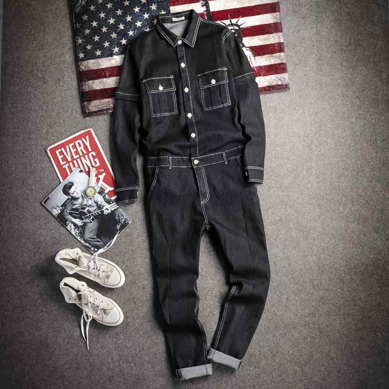 ツナギ メンズ ワークウェア デニム ジャンプスーツ オーバーオール パンツ つぎ 刺繍