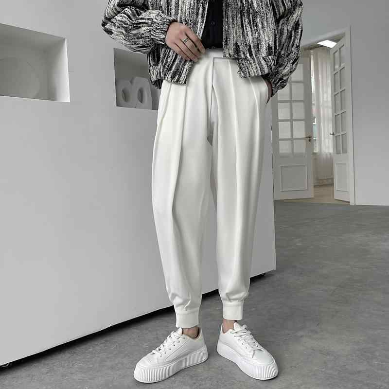 メンズ パンツ ズボン メンズ ドレープ 秋冬 カジュアル スーツ パンツ 韓国 パンツ 白黒 中腰 ストレッチ性 ロング