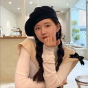 黒 ウール ベレー帽 レディース 秋冬 英国 レトロ 画家 ベレー帽