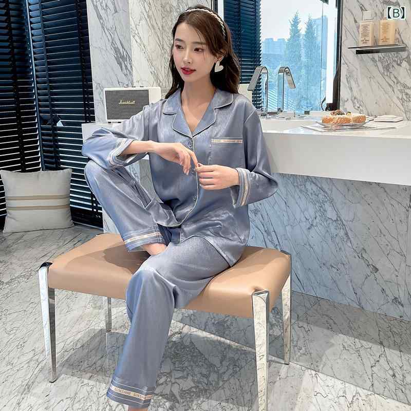 パジャマ レディース ルームウェア ラグジュアリー 春秋 セクシー ひんやり 涼しい 快適 長袖 大きめサイズ 薄手