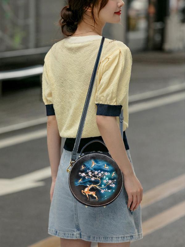 牛革 スモール ラウンド バッグ レディース レザー ファッション メッセンジャーバッグ スモール バッ..