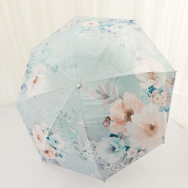 折りたたみ傘 晴雨兼 レディース 軽量 ポータブル レトロ フラワー 三つ折り 傘 手動 ビニール 二層 サンシェード 日焼け防止 抗UV 日傘 レディース 晴天雨天問わ
