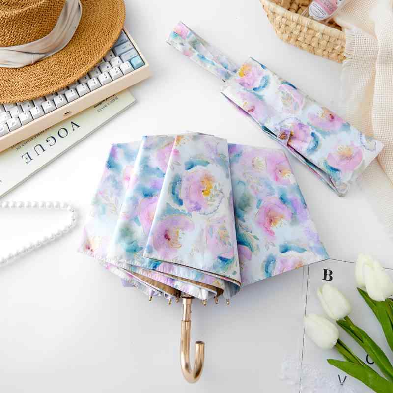 折りたたみ傘 晴雨兼 レディース 軽量 ポータブル インク オール アルミニウム 手動 カーブ フック 三..