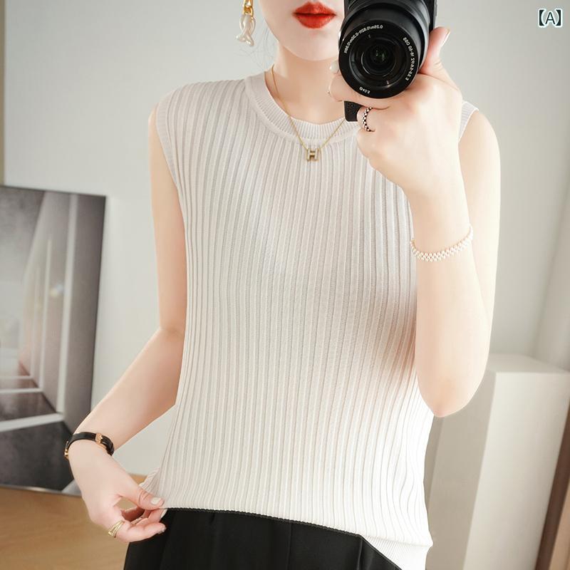 レディース ニット タンクトップ シャツ 夏 ゆったり ノーブル シンプルモダン アーバン 通勤 通学 ホームウェア レディース