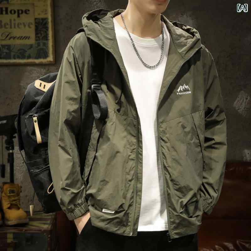 メンズ 長袖 ジャケット フード アメリカン アウトドア メンズ アウター 春秋 UVカット ポリアミド繊維ナイロン シティィボーイ ワークウェア レジャー マルチポケット 前開きジッパー カフス袖 ノーアイロン ブラウン グリーン モカ