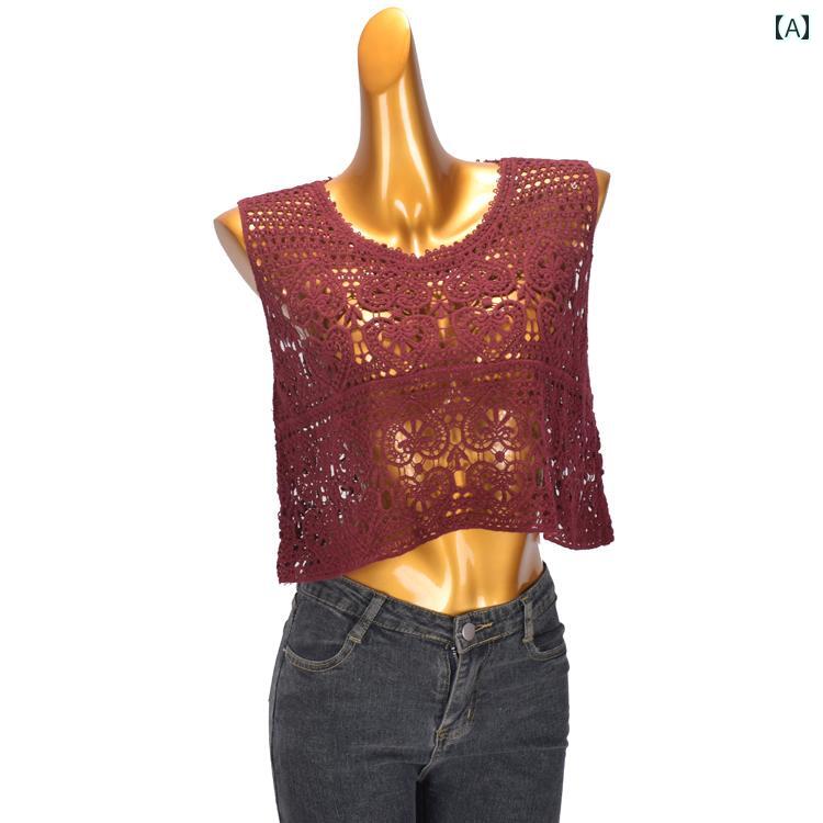 ベスト レディース 夏 ショート ノースリーブトップス レディース ウール生地 ゆったりタイプ シンプル 清涼感 ユニーク おしゃれ