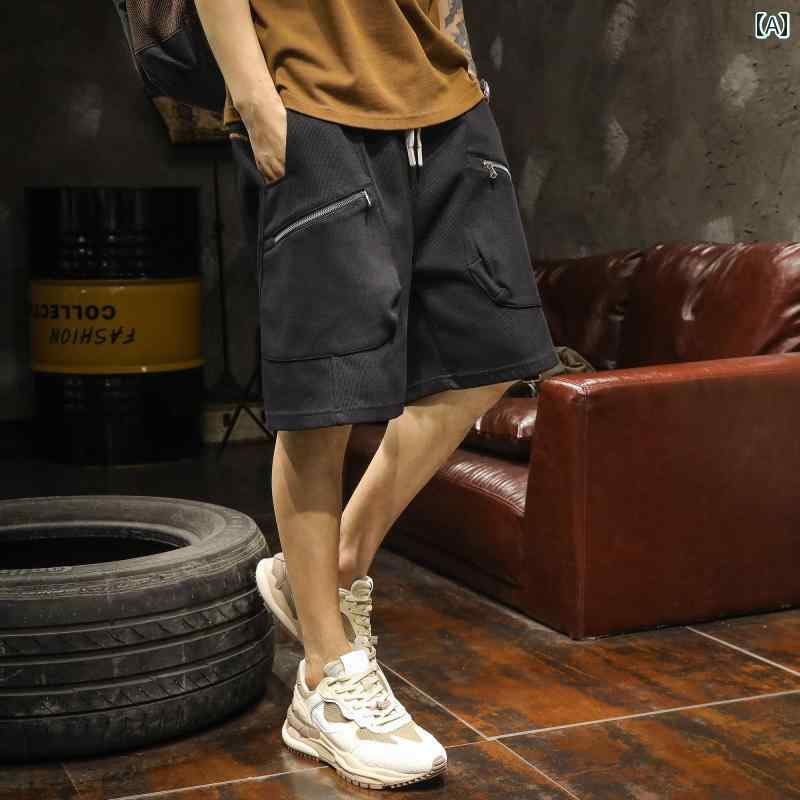 Nylon Shorts - メンズ ファッション アメカジ スポーツ ショート パンツ 夏 ファッション 立体ポケット ワークウェア パンツ ゆったり 五分丈 ストレート